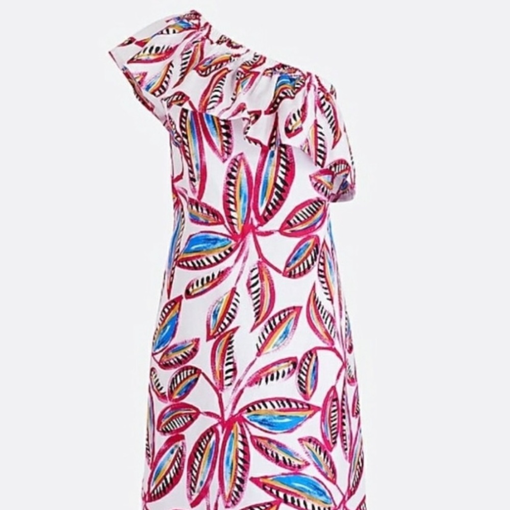 J. Crew One Shoulder Ruffle Dress L